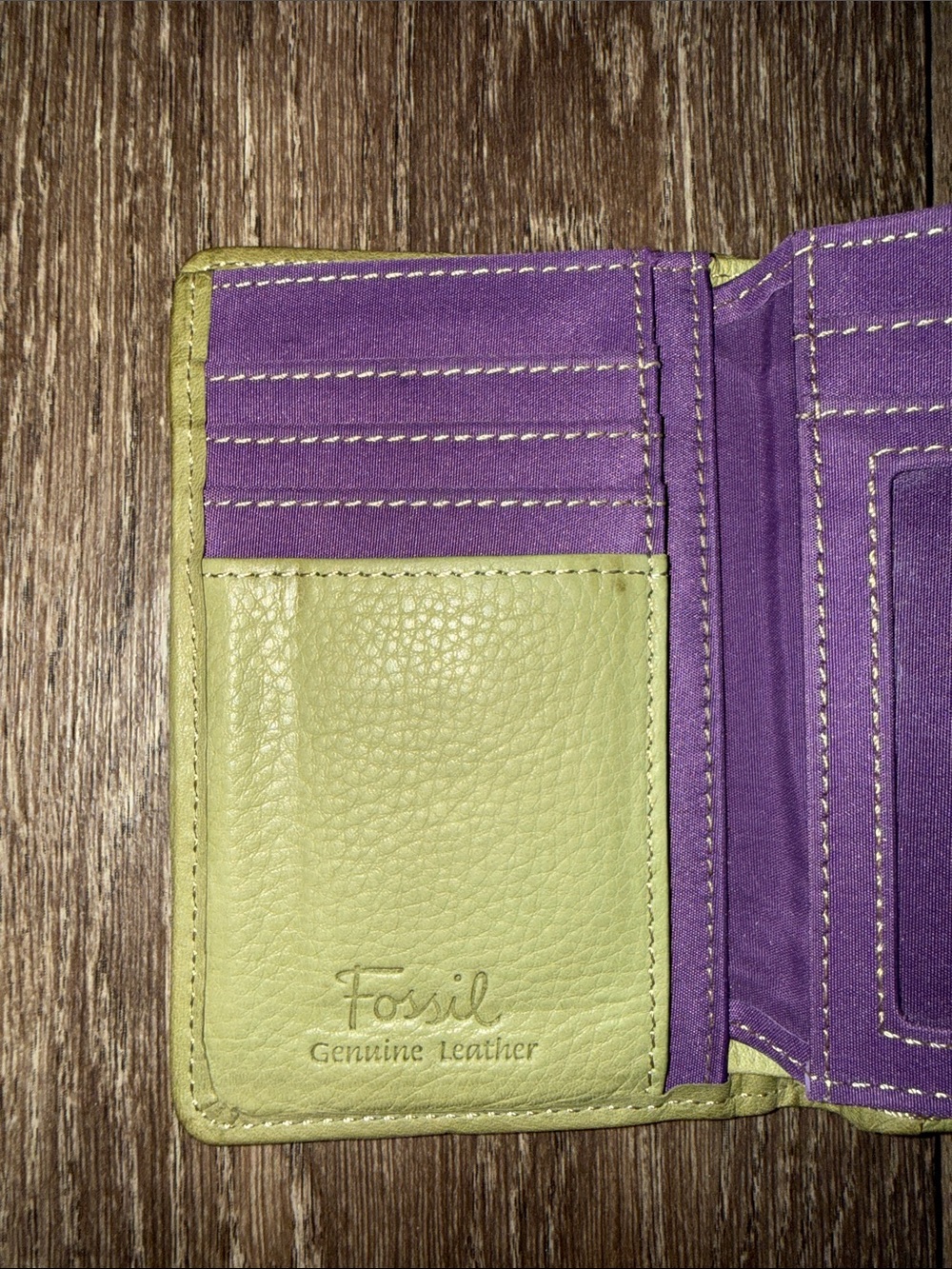 Fossil Multicolor Striped Leather Wallet with Light Green Trim - Picture 7 of 14